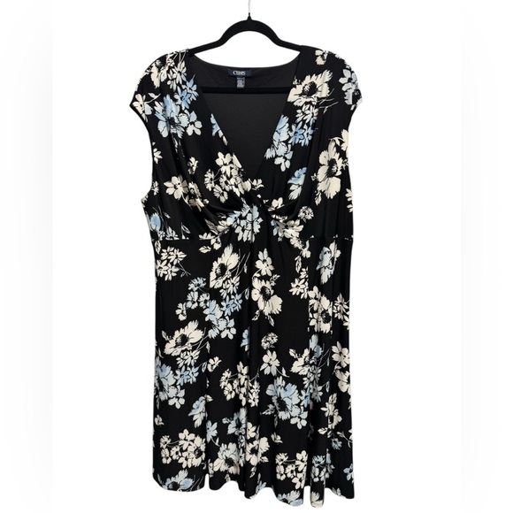 Chaps Floral Cap Sleeve Dress Black - Picture 4 of 10